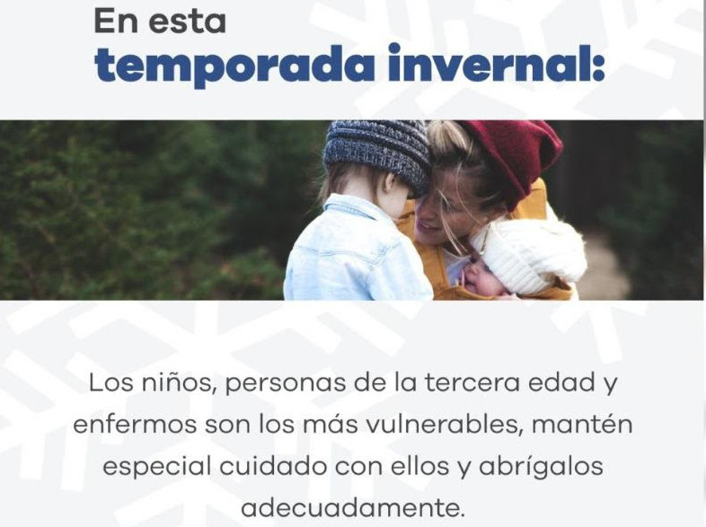 Invita PC estatal a tomar medidas preventivas ante bajas temperaturas