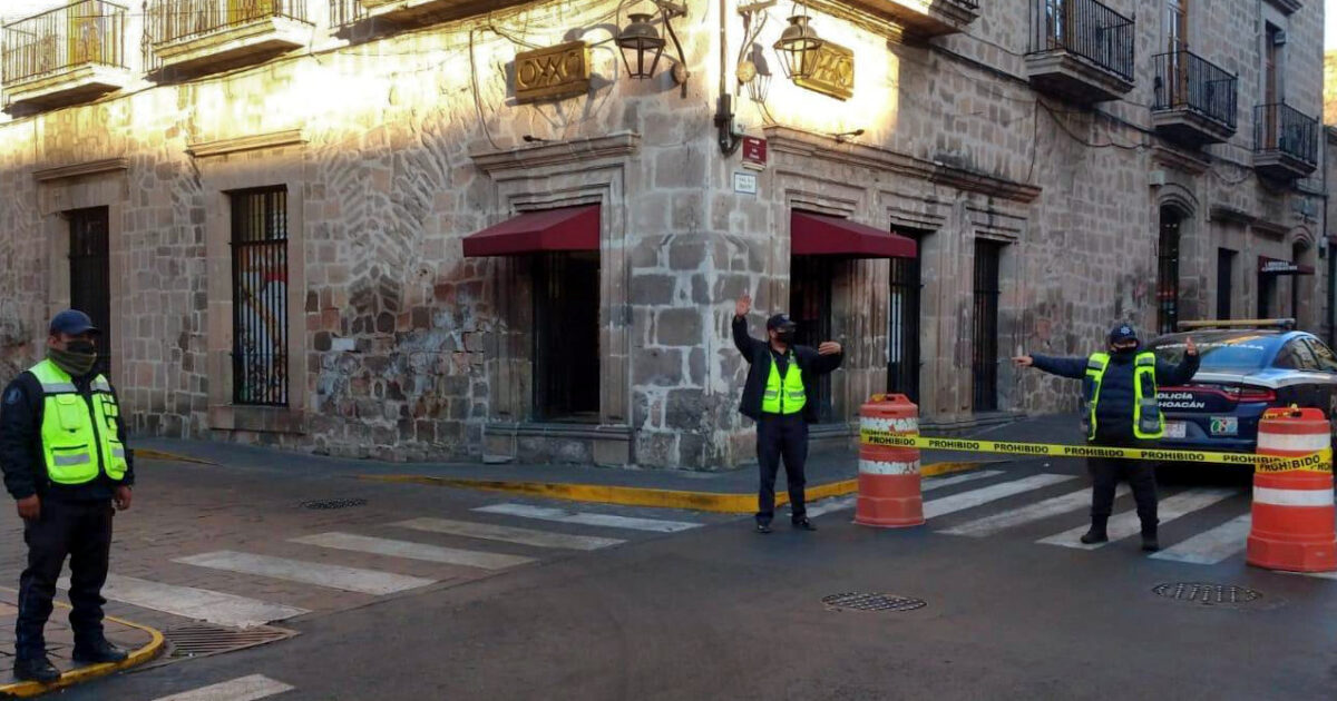Mantiene SSP cortes viales en Centro de Morelia para prevenir COVID-19