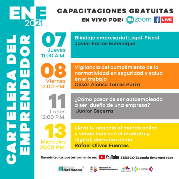 GRATIS: Con 13 temas para emprendedores y empresarios, inicia la capacitación ofrecida por la Sedeco