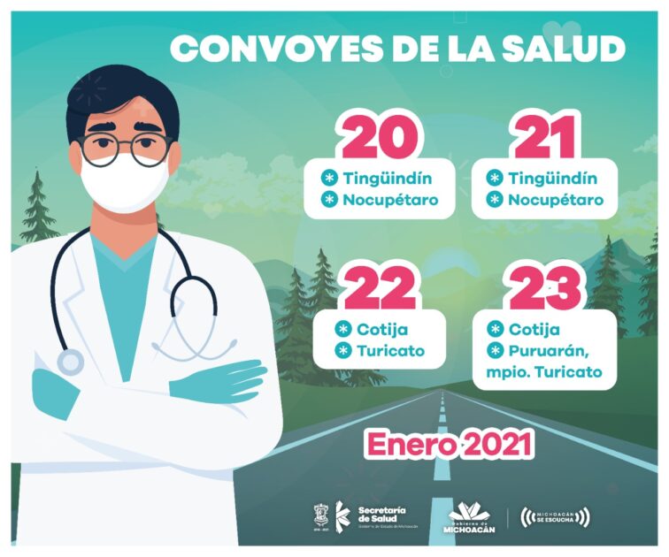 Convoyes de la Salud estarán en Tingüindín, Nocupétaro, Cotija y Turicato