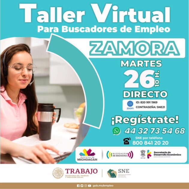 La Sedeco y el SNE capacitarán esta semana a buscadores de empleo de Zamora, Lázaro Cárdenas y Uruapan