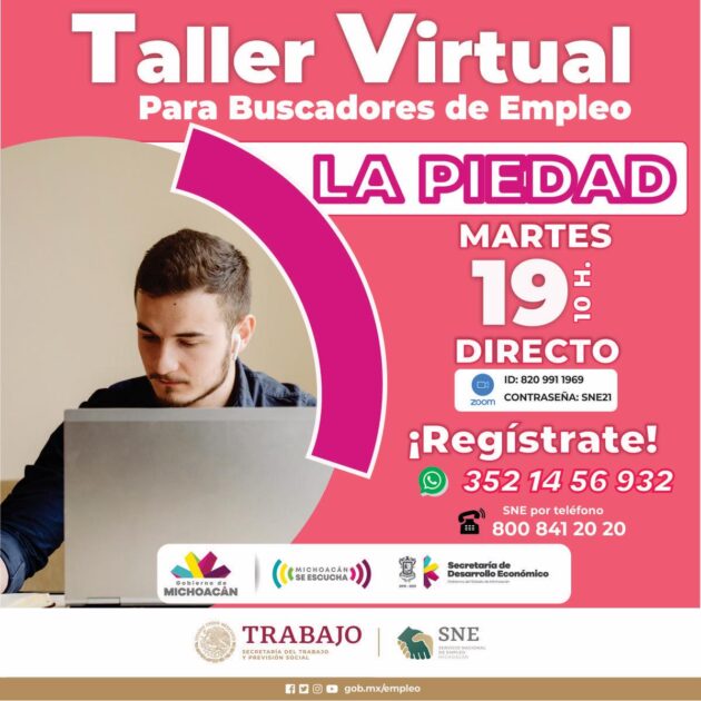 Cuatro talleres para buscadores de empleo realizarán esta semana la Sedeco y el SNE