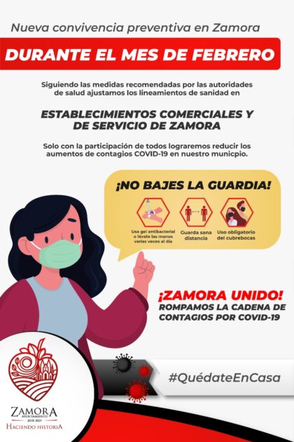 Anuncia Gobierno de Zamora Protocolo de Convivencia Febrero 2021