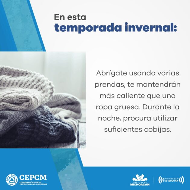 Pide PC estatal seguir recomendaciones para evitar afectaciones por el frío