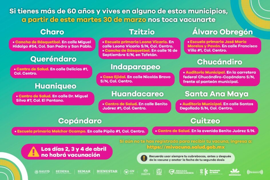 Inicia vacunación contra COVID-19 en 27 municipios este martes