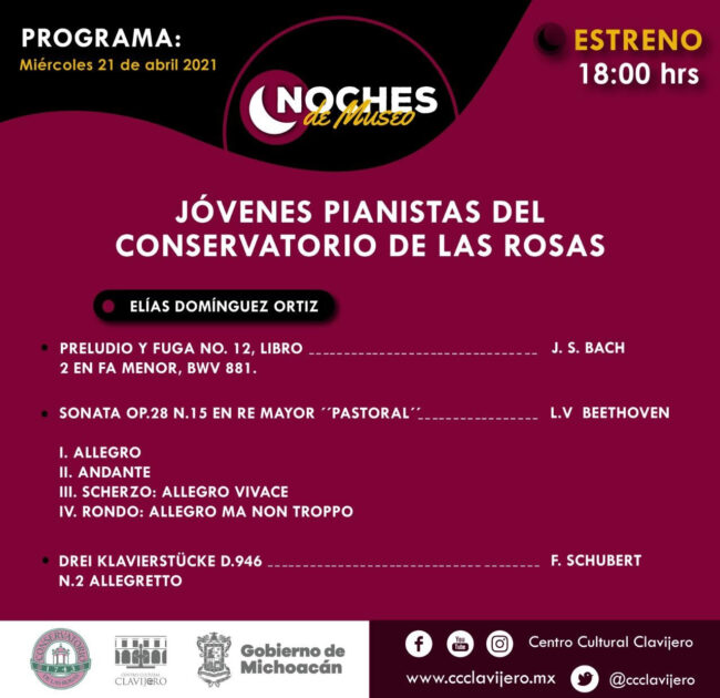 Bach, Beethoven y Schubert en las redes de Clavijero