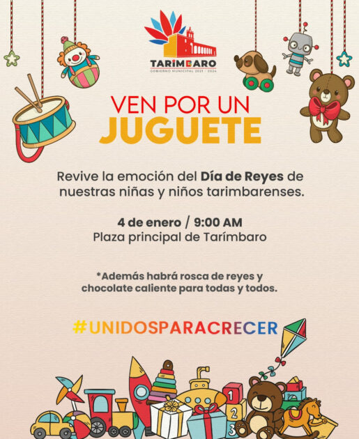 Gobierno de Tarímbaro entregará juguetes por Día de Reyes