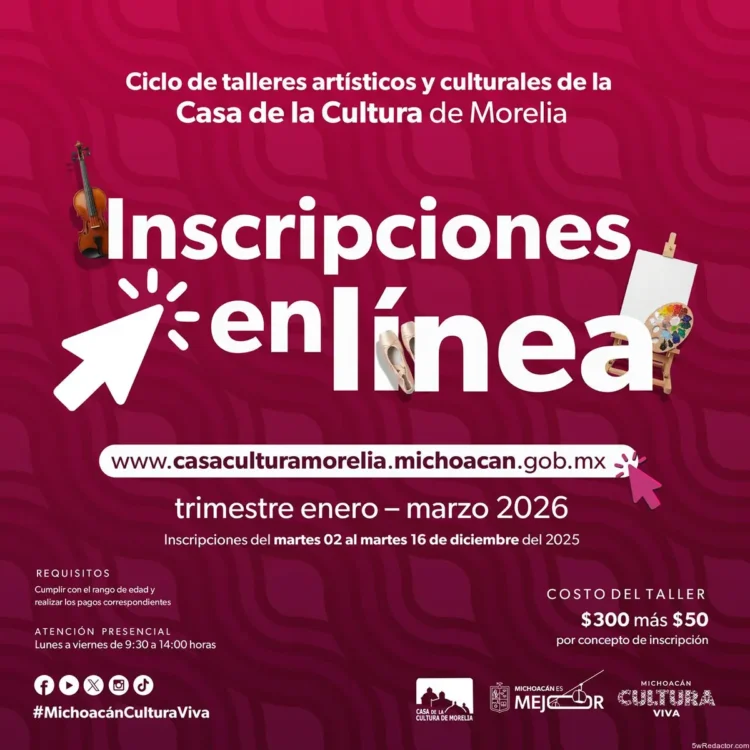 Artes plásticas y cultura en Morelia, inscripciones en línea para talleres artísticos culturales.