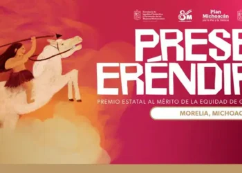Caballo y mujer en una ilustración con fondo naranja y rosa, promoviendo la Presea Eréndira 2026 en.